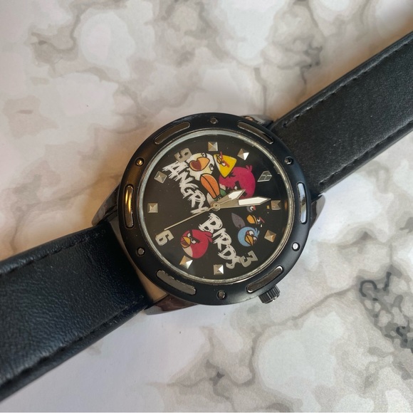 Unisex Angry Birds Black Faux Leather Wrist Watch - Picture 7 of 11